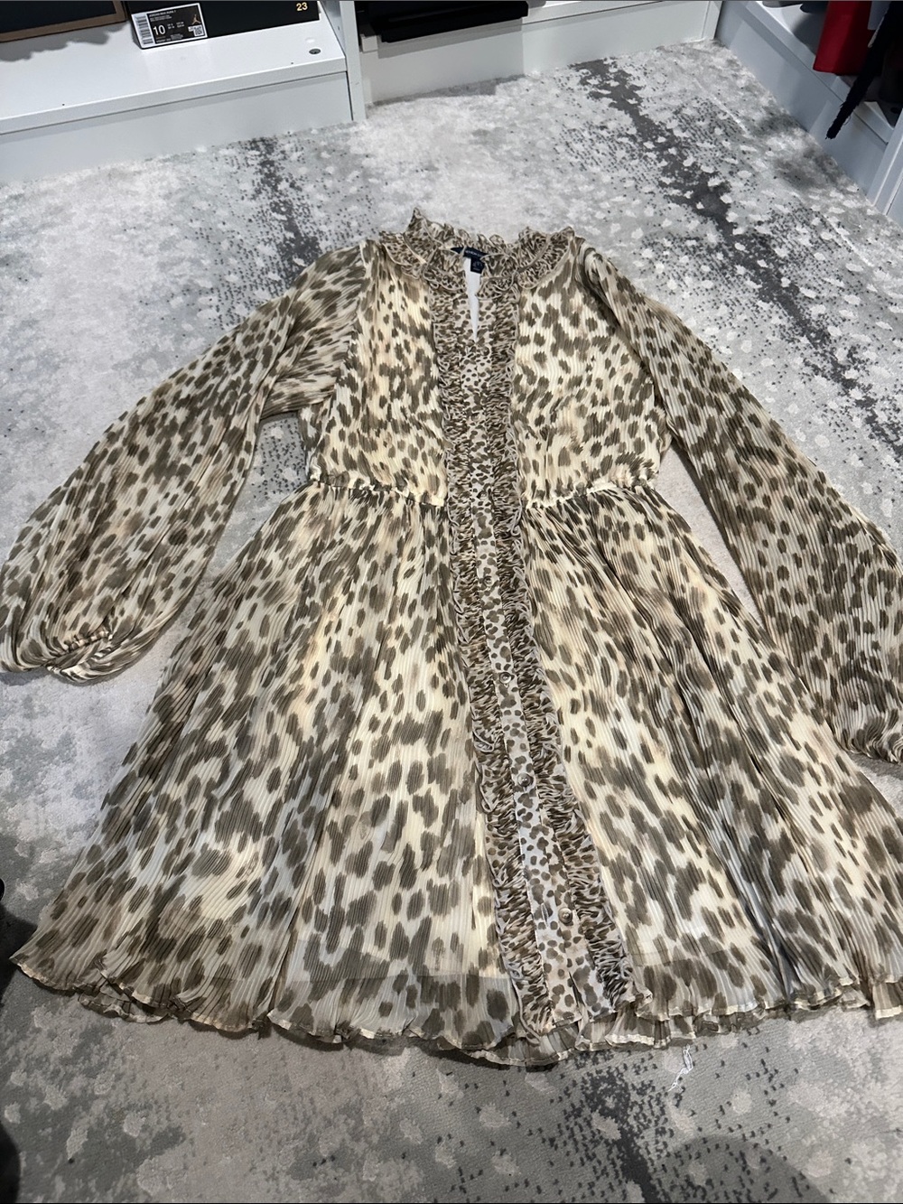 French Connection Beige Leopard Print Mini Dress